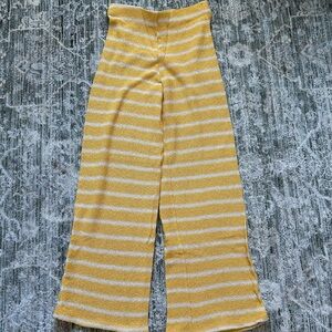 Zara Yellow and White Wide Leg Pants